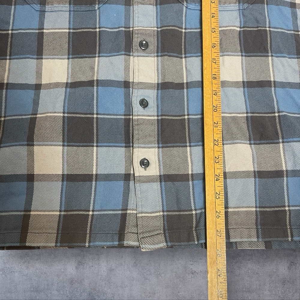 Patagonia Fjord Flannel Button Down Shirt Mens M Blue/Gray Plaid Organic Cotton - Picture 8 of 10